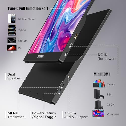 Laptop Screen Extender, 15.6" IPS FHD 1080P Laptop Monitor Extender USBC HDMI Dual Speakers Portable Monitor for PC/Mac/Phone/PS5/PS4/Xbox/Switch, HDR Gaming Monitor with Cover Stand