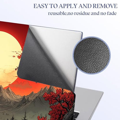 Universal Laptop Skin Sticker Decal,15.6 Inch Laptop Vinyl Cover for 13" 14" 15.6" Laptop,Scratch-Resistant Waterproof Protector Wrap,Reusable with Wrist Pads,Red Sun Mountains - color: Red Sun Mountains