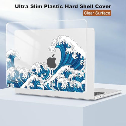 CISSOOK Compatible with MacBook Air 13.6 inch Case M2 M3 M4 M5 Ocean | A3449 A3240 A3113 A2681, 5in1 Set Hard Shell Case Keyboard Cover for MacBook Air 13 inch 2022 - 2026, Great Wave - color: Air13.6inch-Great Wave