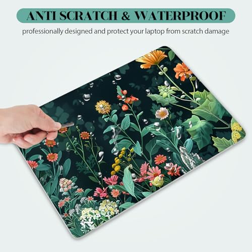 Laptop Skin Sticker Decal,13.3" 14" 15" 15.4" 15.6 inch Laptop Vinyl Skin Sticker Cover, Art Decal Protector with Free 2 Wrist Pads, Green Daisy Leaves - color: Green Daisy Leaves