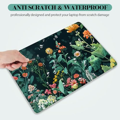 Laptop Skin Sticker Decal,13.3" 14" 15" 15.4" 15.6 inch Laptop Vinyl Skin Sticker Cover, Art Decal Protector with Free 2 Wrist Pads, Green Daisy Leaves - color: Green Daisy Leaves