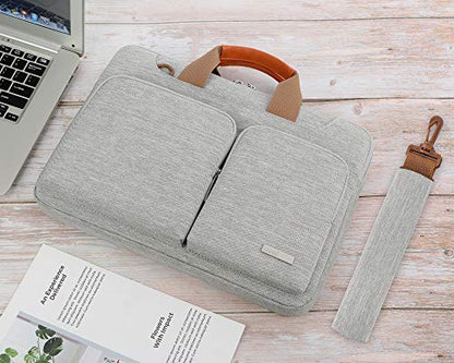 Lacdo 360° Protective Laptop Shoulder Bag for 15 inch MacBook Air M5/A3448 (2026), M4 A3241 2025, M3 A3114, M2 A2941 2024-2023, 15 inch MacBook Pro A1990 A1707, Dell XPS 15 Computer Case Bag, Gray - color: Gray, size: 15 Inch New MacBook Air