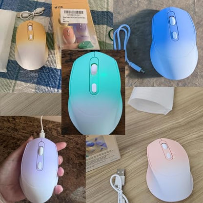 Wireless Gradient Color Bluetooth Mouse,Dual Mode Rechargeable Silent Slim Laptop Mouse,Portable(BT5.2+USB Receiver) Computer Mice,for Laptop,Desktop Computer,ipad Tablet,Phone,Mac(Gradient Pink) ﻿ - color: Gradient pink