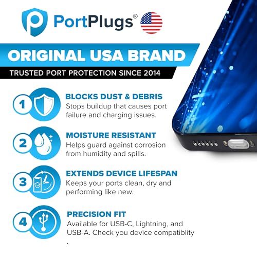 Dust Plug Bundle Set – 20 Anti-Dust Plugs with 2 Cleaning Brushes – Compatible with iPhone Lightning, USB-C, Android Devices – Black