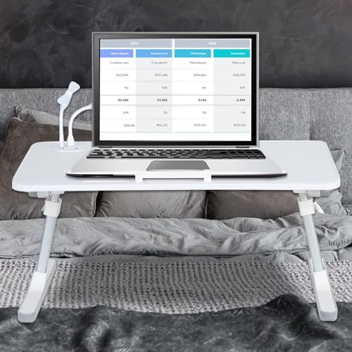 Laptop Bed Tray Table, Adjustable Laptop Bed Stand, Portable Standing Table with Foldable Legs, Foldable Tablet Table for Sofa Couch Floor Black - color: Black