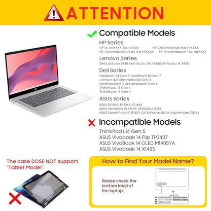 Fintie Protective Case for 14 inch HP/Lenovo/ASUS with Pocket, Black | Fits for 14'' HP 14-ee, Lenovo IdeaPad 1 Gen 7, ASUS Vivobook 14 X1404, Dell Latitude 3440 - color: Black