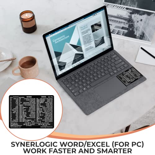 SYNERLOGIC Microsoft Word/Excel (for Windows) Reference Guide Keyboard Shortcut Sticker, Laminated, No-Residue Vinyl (Black/Small) - color: Black