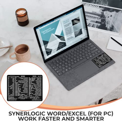 SYNERLOGIC Microsoft Word/Excel (for Windows) Reference Guide Keyboard Shortcut Sticker, Laminated, No-Residue Vinyl (Black/Small) - color: Black