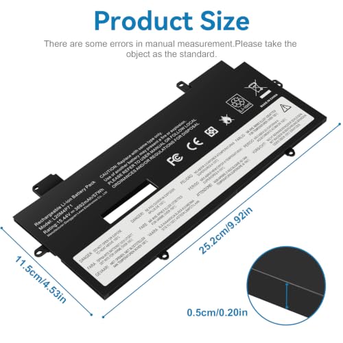 Futurebatt L20M4P71 SB10T83216 Laptop Battery Replacement for Lenovo ThinkPad X1 Carbon 9th 10th 11th Gen X1 Yoga 6th 7th 8th Gen Series L20C4P71 SB10T83217 L20D4P71 L20L4P71 L20C4P71 - size: L20M4P71 11.18 5.59 0.67in
