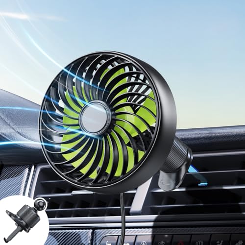Car Vent Fan USB Powered, Portable Clip Fan for car air vent with Powerful 3 Speeds, Quiet Brushless Motor 360 Rotatable, Mini Cooling Air Fans with Circulation for Vehicle, SUV, Truck, Van, RV - color: Green