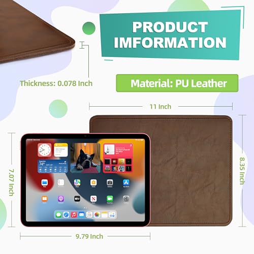 PU Leather Mouse Pad with Stitched Edge, Micro-Fiber Base, Non-Slip Waterproof, 8x11Inch (Dark Caramel Brown) - color: Dark Caramel Brown, size: 8L x 11W inches