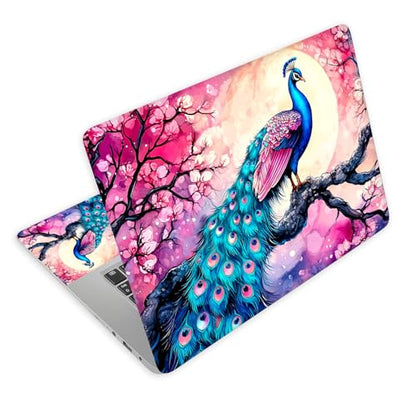 Universal Laptop Skin Decal, 3-Piece Vinyl Protector for 12 13 14 15.6" Notebook, Waterproof Anti-Scratch, Easy Trim & Bubble-Free Finish, Peacock Perched on Tree - color: Peacock Perched on Tree