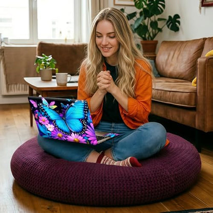 Neon Butterfly Purple Bloom Universal Laptop Skin Sticker 3PCS, Protective Decal Trim-to-Fit 11.6" 13.3" 14" 15.6" Laptop Vinyl Cover, Removable Anti-Scratch Computer Decal Protector - color: Neon Butterfly Purple Bloom
