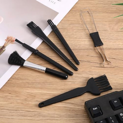 6pcs Keyboard Cleaning Kit, Stainless Steel Keycap Puller & Anti Static Dust Brush Portable Keyboard Cleaning Brushes for Computer Keyboards Camera Motherboard Desk Office Equipment