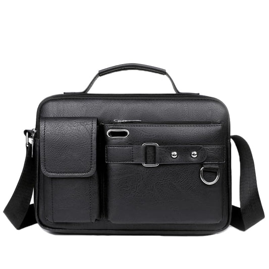 PORT&LOTUS Messager Bags for Men Small Men's Shoulder Bag for Men PU Leather Crossbody Purses for Men - color: W Black