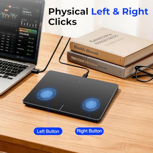 Wired Trackpad for Windows 10/11 – High-Precision Multi-Touch Portable Touchpad Mouse with Multi-Gesture, Ultra-Slim Aluminum Design, Compatibility for PC, Laptop, and Desktop Computers (dark) - color: dark