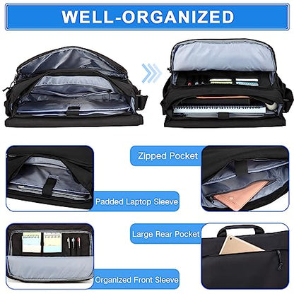 VASCHY Messenger Bag for Men,Water Resistant Casual Satchel Briefcase Fashion Work Bag Crossbody Shoulder Handbag for Women College Campus Black - color: Black