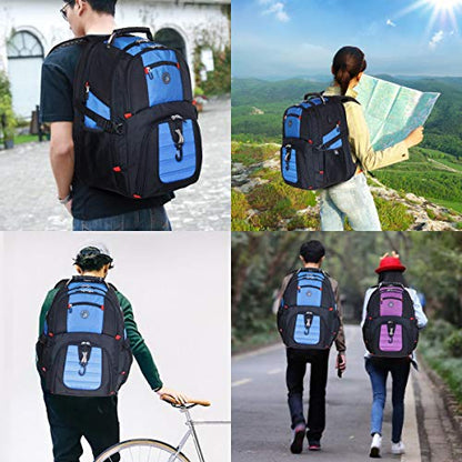 SHRRADOO Large Travel Laptop Backpack for Women, Work College Backpacks | Fit 17 Inch Laptops, with Combination Lock, Carry On Flight Approved, 50L Big Bags, Business Backpack for Men Women - color: Blue