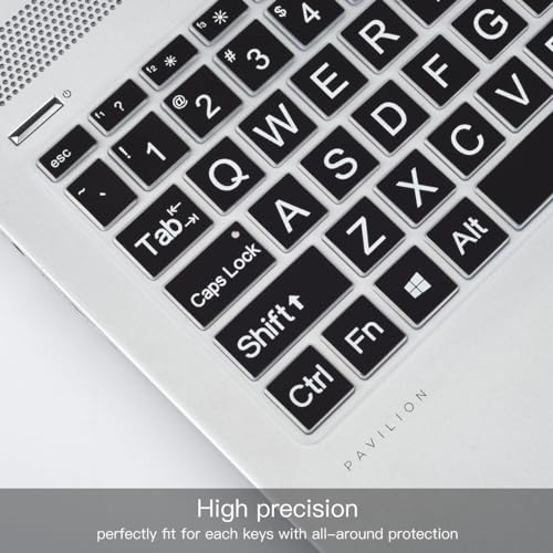 Large Print Keyboard Cover for HP Laptop 15-db/da 15-dw 15-dy 15-bs/bw 15-ef 15t 15z 15.6" 15-db0011dx 15-dy1043dx/dy1051wm 15-dw0037wm/dw1083wm 15-ef1001ds ef1023dx,HP 17-by/bs/ca 17.3 Keyboard Skin - color: Black-Large Print