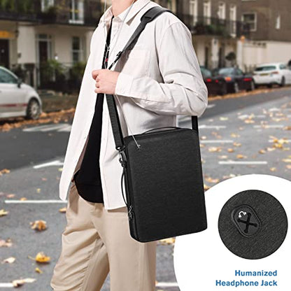 FINPAC 14-inch Laptop Shoulder Bag, Protective Computer Carrying Case Compatible with 15.3" MacBook Air M5/M4/M3/M2, 15-16" MacBook Air/Pro, Surface Laptop/Book, 14" HP/Dell/Acer/Chromebook, Black - size: 14-inch