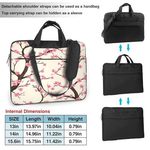 Laptop Bag Case Pink Cherry Blossom Flowers Computer Messenger Shoulder Bag Laptop Sleeve Briefcase - size: 13 inch