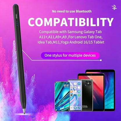 Digital for Android Tablets Stylus Pen for Samsung Galaxy Tab A11+Plus/A11/A9+/A9 Pencil,Accurate Without delay，One-Click Power On/Off,+2Nibs&Long Battery Life (Black) - color: Black