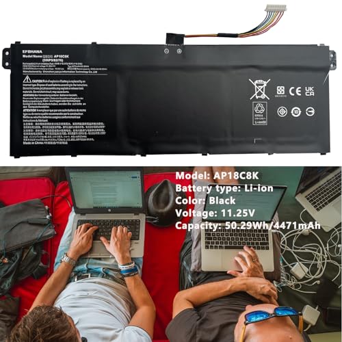AP18C8K Laptop Battery Replacement for ACER Aspire 5 A514-52 A514-52-58U3 Chromebook 314 C933 Swift 3 SF314-42-R4XJ SF314-57 SF314-58 Series Notebook 11.25V 50.29Wh 4471mAh
