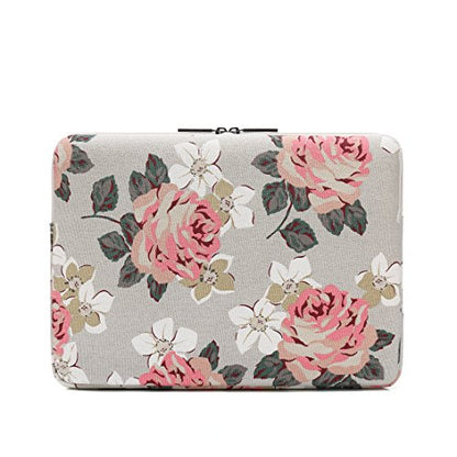 Canvaslife Pink Rose Pattern 13 inch Canvas Laptop Sleeve with Pocket 13 inch 13.3 inch Laptop 13 case13 Sleeve - color: Pink Rose, size: 13 inch/13.3 inch