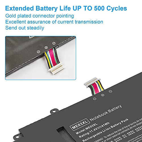 ME03 ME03XL Laptop Battery for HP Stream 11-D 13-C Series 13-c110nr 13-c010nr 13-c014tu 11-d010nr 11-d020nr 11-d010wm 11-d011wm Notebook 787521-005 787089-541 TPN-Q154 TPN-Q155 TPN-Q156 HSTNN-UB6M - size: 10.59*3.04*0.24inch