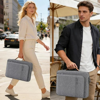 DOMISO 15.6 Inch Laptop Sleeve Case with Handle, Waterproof Shockproof Carrying Cover for 15" MacBook Air M3/M4, MacBook Pro 15/16, Dell XPS 15, HP Spectre, ASUS ZenBook, Grey - color: Grey, size: 15 - 15.6 inch