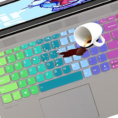 Keyboard Cover for Lenovo Yoga 7i 15.6, ideaPad 5 15.6", Lenovo Flex 5 15.6, Yoga Slim 7 15, ideaPad 3i 15, ideaPad Slim 7 15.6, ThinkBook 15p, ThinkBook 15 G2 G3 US Keyboard Cover -Rainbow - color: RAINBOW