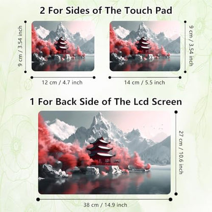 Laptop Skin Sticker Decal, Universal Reusable Vinyl Laptop Cover for 12" 13" 13.3" 14" 15" 15.4" 15.6" Notebook PC, Reusable Waterproof Scratch-Resistant with 2 Wrist Pads,Oriental Cherry - color: Oriental Cherry