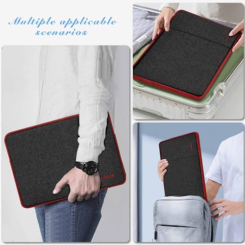 Hseok Laptop Case 13.3 14 inch Sleeve, Rainproof & Shockproof Carrying Case Compatible with MacBook Pro/Neo 14 M5/M4/M3/M2/M1,13.3 MacBook Air/Pro,XPS 14 and Most 13"-14" Notebook Tablet,Bk-red - color: Black-red