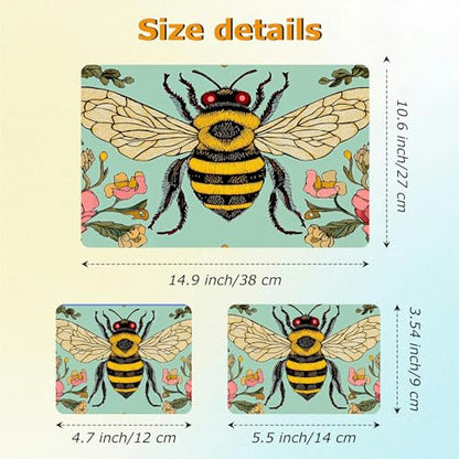 Universal Laptop Skin Sticker with 2 Wrist Pad Decals, 3-Piece Removable Vinyl Laptop Cover, Bee Flowers Waterproof Anti-Scratch, Easy-Trim Fit for 13.3" 14" 15.6" Laptops - color: Bee Flowers