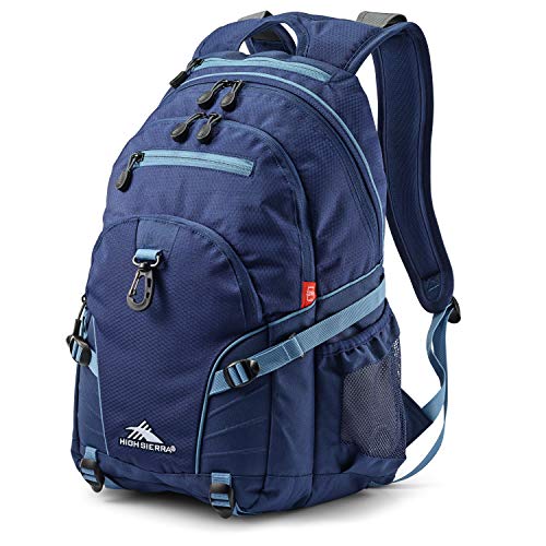 High Sierra Loop Backpack, Travel, or Work Bookbag with tablet sleeve, One Size, True Navy/Graphite Blue - color: True Navy/Graphite Blue