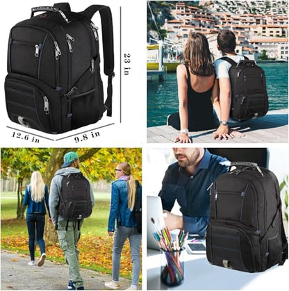 LTINVECK Travel Laptop Backpack,Extra Large Backpack for Men,Big 17 Inch Computer bag Tech Backpack - color: Blue