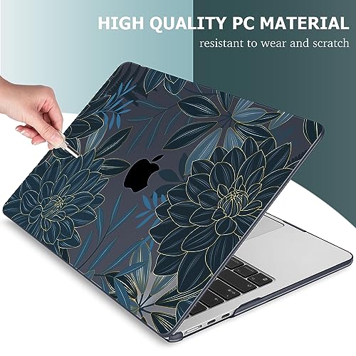 Mektron for 2026/2025/2024/2023 MacBook Air 15 INCH M5 A3448 /M4 A3241 /M3 A3114 /M2 A2941 Case, Printed Plastic Hard Shell Cover with 15.3" Liquid Retina Display Touch ID, Dahlia Flower C035 - color: Dahlia Flower C035