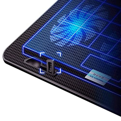 Six Fans Laptop Cooling Pad 2 USB Port Cooler Pad Stand for Laptop Quiet USB Cooling Fan Adjustable Height, Black