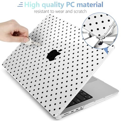 MEEgoodo Case for MacBook Pro 16 inch 2026 2024 2023 2021, Laptop Hard Shell Compatible with M5 M4 M3 M2 M1 Pro/Max Chip, Fit Model A3429/A3428/A3403/A3186/A2991/A2780/A2485, Poka Dot Black - color: Poka Dot Black