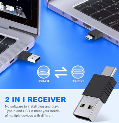 DINOSTRIKE Wireless Presenter Remote with Air Mouse Control, Rechargeable USB A&C Presentation Clicker PPT Pointer RF 2.4GhZ PowerPoint Clicker Slide Advancer for Computer Laptop Mac
