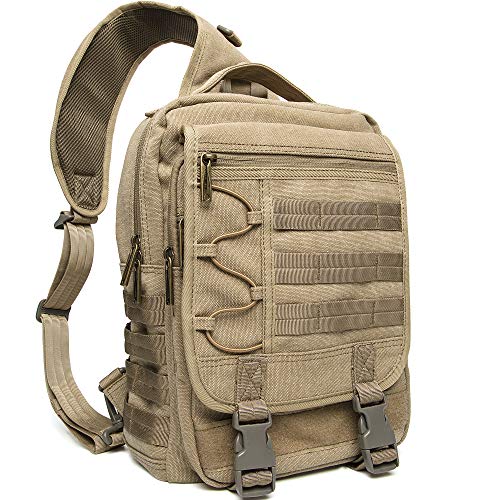 NICGID Sling Bags Chest Shoulder Backpacks, Laptop Backpack Crossbody Messenger Bag Travel Outdoor Men Women - color: Khaki-808, size: 13.3 inch