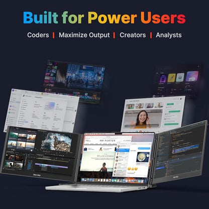 New Mobile Pixels Trio 3 Pro Triple Portable Monitor, 14.1" QHD 1400P Monitor with Built-in Kickstand, Expand to Triple Screens with USB-C, 65W Pass-Through Charging, Compatible with Mac & Windows