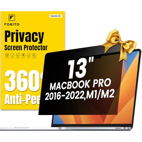 F FORITO 360° Privacy Screen Protector Compatible with MacBook Pro 13 inch (2016, 2017, 2018, 2019, 2020, 2021, 2022, M1, M2), Anti Peeping, Anti Glare and Scratch Resistant Laptop Privacy Screen - size: for MacBook Pro 13 Inch (2016-2022, M1, M2)