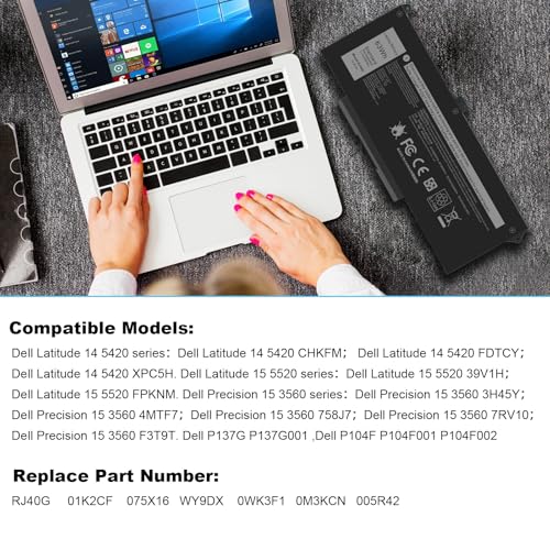 Fancy Buying RJ40G 005R42 0WK3F1 0M3KCN M033W 01K2CF Laptop Battery Replacement for Dell Latitude 15 5520 Latitude 14 5420 Precision 15 3560 Series 075X16 WY9DX P137G P137G001 P104F P104F001 - size: 9.64*3.78*0.23inch