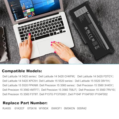 Fancy Buying RJ40G 005R42 0WK3F1 0M3KCN M033W 01K2CF Laptop Battery Replacement for Dell Latitude 15 5520 Latitude 14 5420 Precision 15 3560 Series 075X16 WY9DX P137G P137G001 P104F P104F001 - size: 9.64*3.78*0.23inch