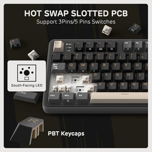 RK ROYAL KLUDGE S98 Mechanical Keyboard w/Smart Display & Knob, Top Mount 96% RGB Wireless Gaming Keyboard BT/2.4G/USB-C, Hot Swappable, Software Support, Creamy Sound, 98 Keys - color: Eclipse Black, size: Linear Cream Switch