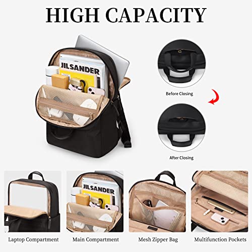 GOLF SUPAGS Travel Laptop Backpack for Women Anti Theft Slim Durable College Bookbag Business Computer Bag Fit 15.6Inch Notebook (Black, 15.6Inch) - color: Black, size: 15.6 Inch