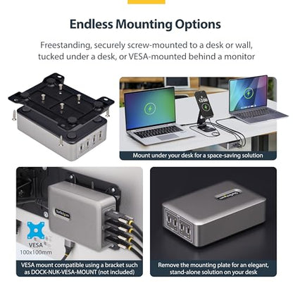 StarTech 4-Port 240W GaN USB-C Charging Station, iPhone 16/15/Pro, iPad Pro | 240W GaN Charger Block for MacBook Pro/Air, Dell XPS, Pixel and more, 424DNA-USB-C-CHARGER