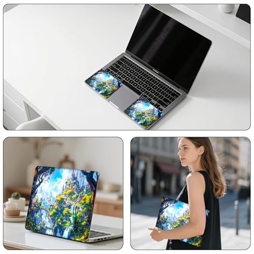 Aesthetic Laptop Skin Sticker, Enchanted Castle in Forest Waterproof Vinyl Laptop Decal, Removable Bubble Free, Reusable Protective Cover for 13 14 15 15.6 Inch - color: Enchanted Castle in Forest