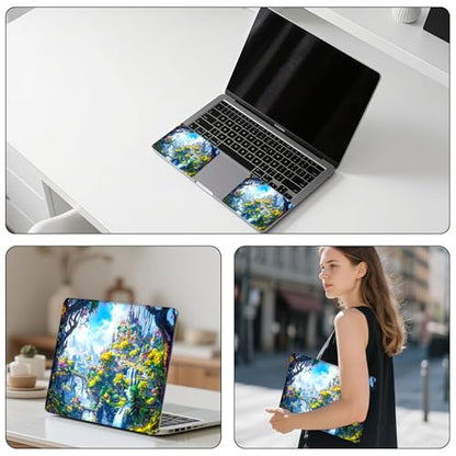 Aesthetic Laptop Skin Sticker, Enchanted Castle in Forest Waterproof Vinyl Laptop Decal, Removable Bubble Free, Reusable Protective Cover for 13 14 15 15.6 Inch - color: Enchanted Castle in Forest